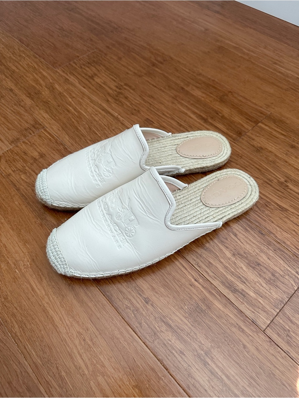 Coach White Leather Slip-On Espadrilles - Picture 3 of 5
